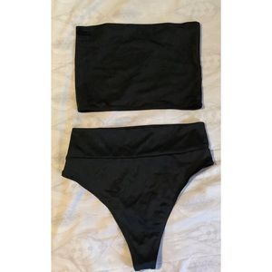 SHEIN Black Bandeau High Waist Bikini Swimsuit